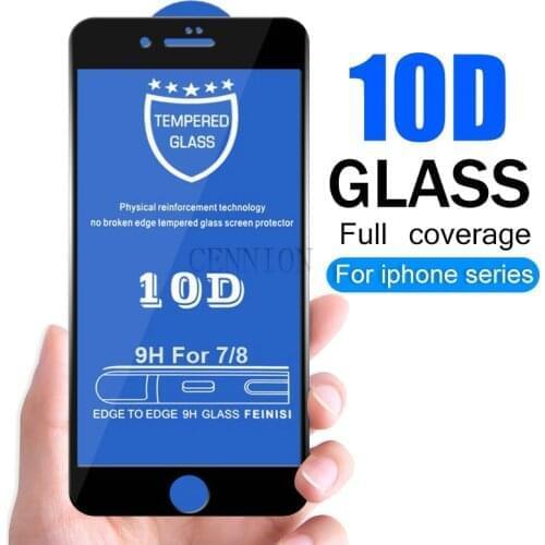 New 10D Full Cover Tempered Glass Protector for iPhone X XR Xs Max 6s 6 8 7 plus 100pcs no retail packaging