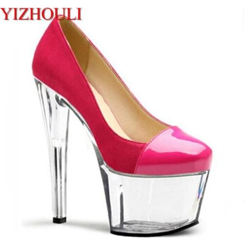 17cm Womens high heels for 2018 hot new sexy pink and nightclub Dance Shoes