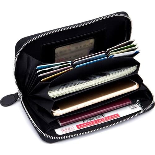 Hot Sale Women Spilt Leather Wallet Female Long Purse Card Phone Passport Holders with Strap Ladies Big Capacity Clutch Carteras
