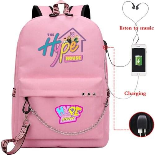Backpack Women School Bags for Teenage Girls Usb Charge Pink Backpack Purse Kpop The Hype House Laptop Backpack Kids Bookbag