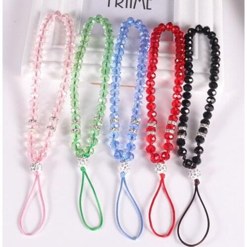Crystal Beads Mobile Phone Lanyard Summer Fashion Diamond Hand Made Anti-lost Rope Womens Phone Chains