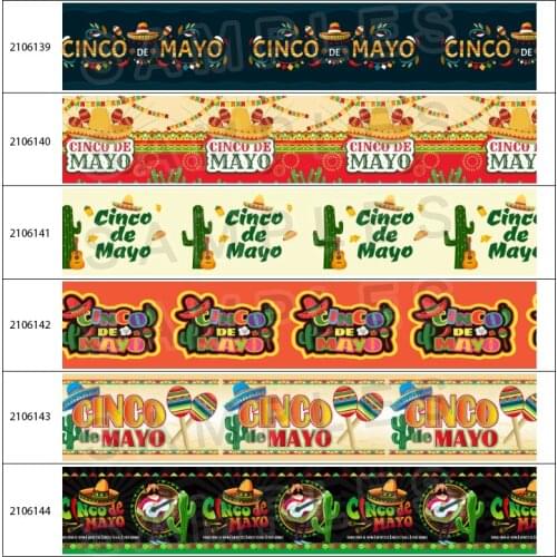 10yadrs New Designs Cinco de Mayo Pattern Printed Grosgrain / Satin Ribbons