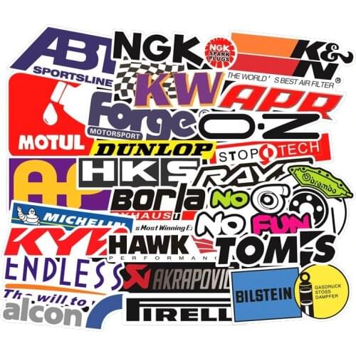 103PCS Racing Car Stickers Car Styling JDM Waterproof Sticker to DIY Motocross Racing Helmet Skateboard Bicycle Laptop Luggage