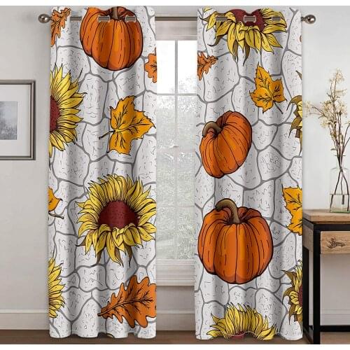 3D Beautiful Modern Sunflower Pumpkin Simple Blackout Curtain Set Hook, Suitable for Home Curtains In Living Room and Bedroom