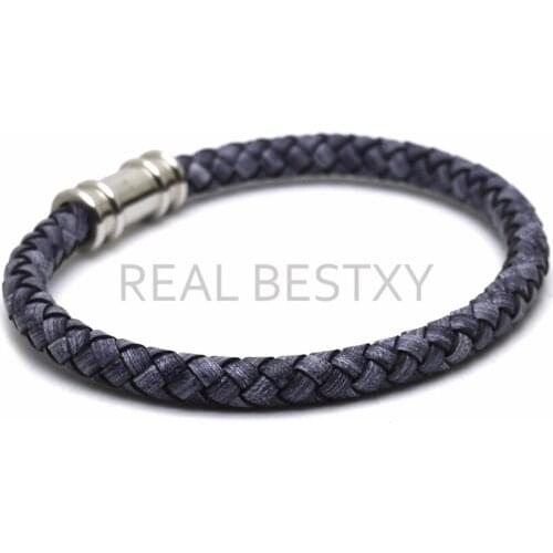 5pcs/lot custom logo Braided Bracelets Genuine Leather Bracelets For Men Wrap Bangle Party Gifts real leather bangles for men