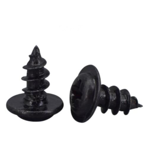 50pcs M2 M2.3 phillips round sheet metal screws self-tapping bolts sharp tail end attack male screw black carbon steel 3-12mm L