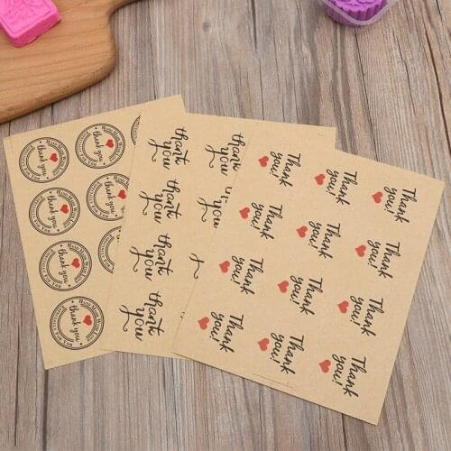60 Pcs Paper Label Stickers Thank You Self-adhesive Stickers Kraft Label Sticker Candy Paper Tags/For DIY Hand Made Gift Cake