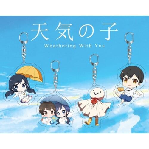 Anime Weathering with You Acrylic Keychain Morishima Hodaka Amano Hina Figures Pendant Keyring Cosplay Props Bag Charm Souvenirs
