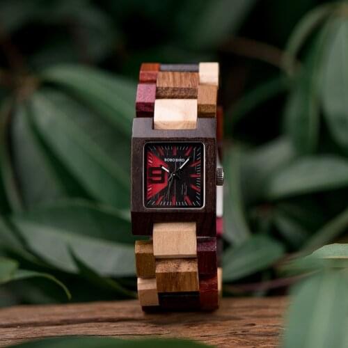 BOBOBIRD Womens Watches Wood Square Woman Elegant Stylish Ladies Quartz Wristwatch Watch Gifts For Women reloj mujer C-eS02
