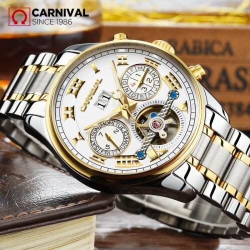 2021 CARNIVAL Mens Watches Relogio Top Brand Luxury Automatic Mechanical Watch Men Full Steel Business Waterproof Sport Watches