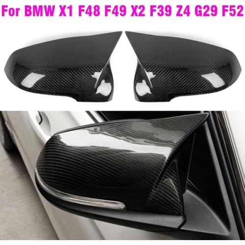 Carbon Fiber Color Gloss Black Mirror Cover For BMW X1 F48 X2 F39 F46 F44 F49 F52 G29 2 Series Touring Side RearView Mirror
