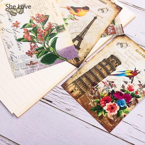 Chzimade 8Pcs/lot Vintage Towel Vellum Decorative Paper No Self-adhesive Paper Stickers For Scrapbooking DIY Crafts Card Making