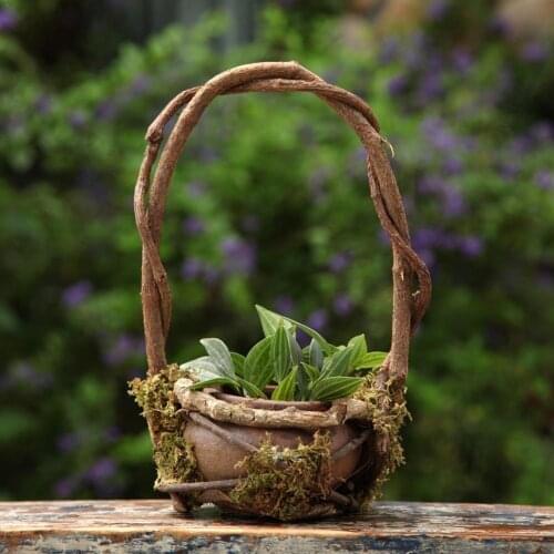 Hand-made Rattan Earthenware Flower Pots Bonsai Fleshy Flower Pots Personality Flower Pots Garden Decorations