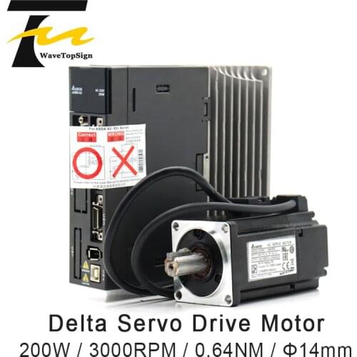 Delta Servo Drive Motor ASD-A2-0221-L+ECMA-C10602RS 200W 3000RPM 0.64NM