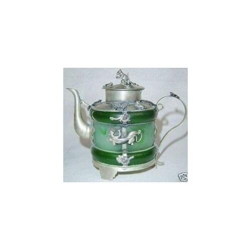 Design silver monkey CHINESE Excellent jade inlay silver animal Decorative tea pot tools wedding Decoration Brass