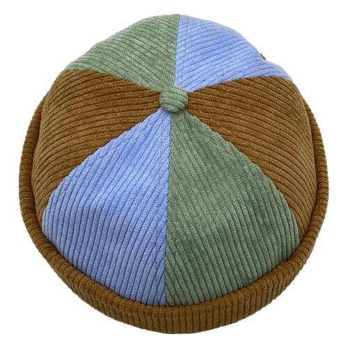 Skull Cap Men Hat Women Docker Cap Beanie Sailor Worker Hat Rolled Cuff Brimless Adjustable Corduroy HipHop Harajuku Casual