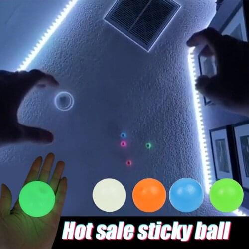 Sticky Wall Ball Glowing Globbles Fidget Toy Stress Relief Ceiling Balls Squash Sticky Target Ball Decompression Throw Kids Gift