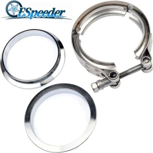 ESPEEDER 3.0 Inch 304 Stainless Steel V-Band Clamp & Mild Steel Flat Flange Kit Exhaust Flange For Exhaust Turbo Pipe Clip