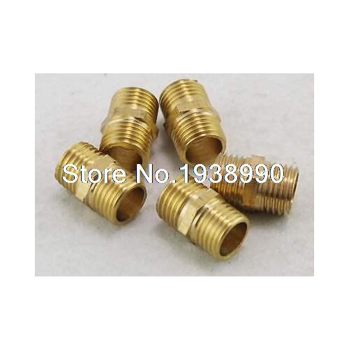 5PCS 1/4" BSPP Connection straight Male Pipe Brass Adapter Coupler Connector