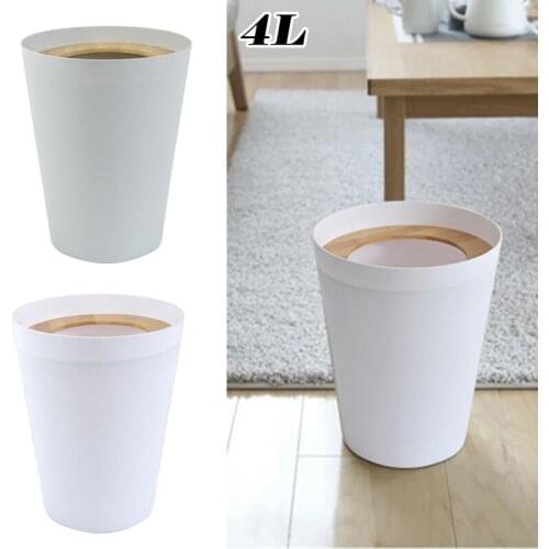 1Pc Portable 4L Plastic Trash Can with Lid Bathroom Waste Basket Modern Garbage Bin for Kitchen Bedroom