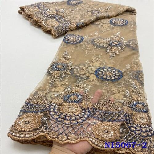 New Heavy Beaded Laces Fabrics Luxury Handmade Beads Lace High Quality African Hand made of Lace FabricFabric for Sew NI5067