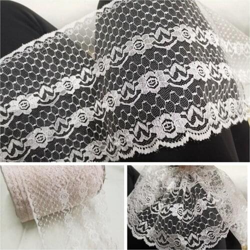 1Yard 91cm Embroidery Lace Trim 18cm Lace Collar Flower Guipure Pink Lace Fabric Doll Sewing Accessories For Dress dentelle PE10