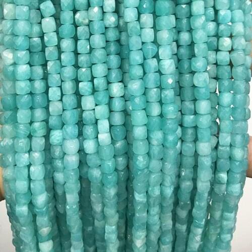 4-4.5mm Faceted Cutting Square Natural Amazonite/Amethysts/Rose Quartzs/Aquamarines/Lapis Lazuli/Black Spinels Stone Beads DIY