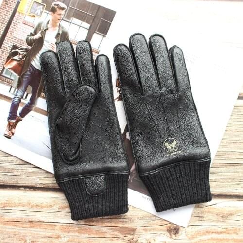 New Style Men Retro Handmade Gloves Black And Brown High Quality Wool Lining Driving Pilot Army Air Force gloves Touch screen