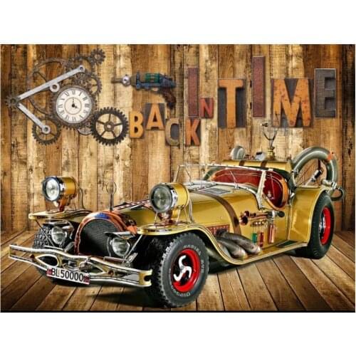 WDBH custom mural 3d photo wallpaper Vintage car retro letters sci-fi background wall living room wallpaper for walls 3 d