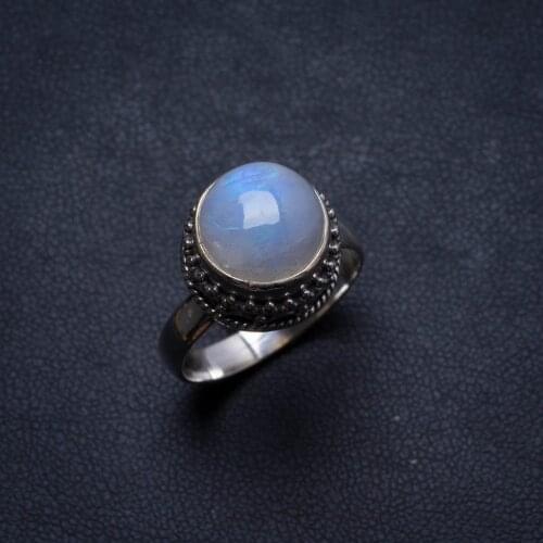 Natural Rainbow Moonstone Handmade Unique 925 Sterling Silver Ring, US size 8.75 X2043