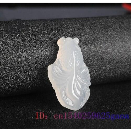 Jade Goldfish Pendant Charm Necklace Chalcedony Women Carved Gifts Natural Fashion Fish Jewelry