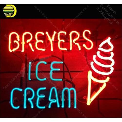 Neon Sign for BREYERS ICE CREAM Advertise Neon Tube sign glass handcraft Decor windows Nean Sign light lamp Letrero Trade mark