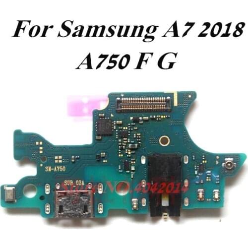 Original USB Charging Port Dock Flex Cable For Samsung A7 2018 A750F G Charger plug Earphone jack+Microphone Replacement Parts