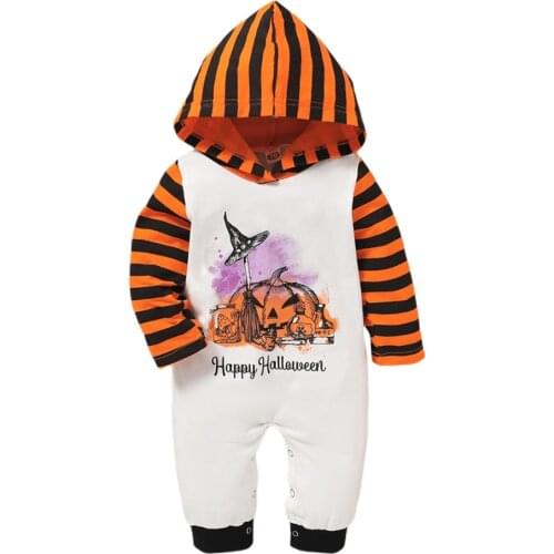 New Style Boys And Girls Cotton Soft Breathable Long Sleeve Printed Striped Pullover Rompers