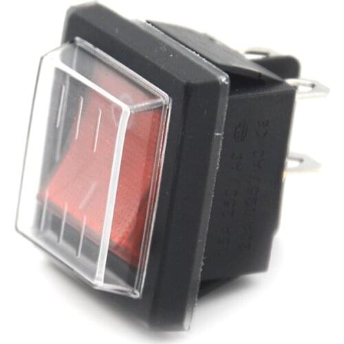 Durable 16A 250V AC / 20A 125V AC Red Button Rocker Switch With Cover 4 Plugs 16A 250V Electrical Equipment Switches