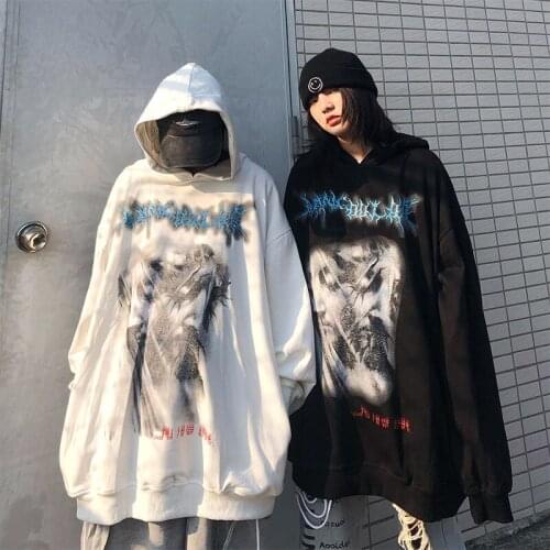 Pullovers Women New Loose Print Hip Hop Hooded Oversize Sweatshirt Halloween Hoodies Mens Womens High Street