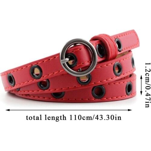 Fashion Pu Leather Belts Solid Color Strap Waistband For Dress Black Eyelet Grommet Sweater Waistband 110cm Thin Waist Belt
