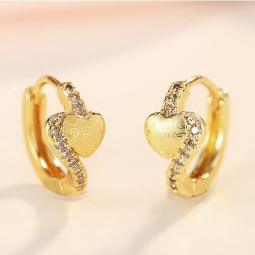 Gold Filled Fashion Bee Teardrop Zircon Earrings Romantic Womens Hollow Heart Jewelry Girls Anniversary Birthday Gift