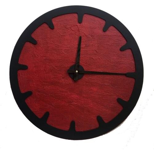North Designed Rosso Black Bar Decorative Wall Clock 48 Cm