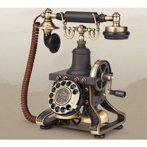 European Antique landline Telephone made of metal vintage phone home office house hotel retro fixed revolve mechanical ringtone