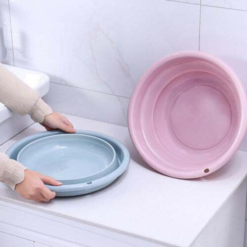 Travel Folding Wash Basin Bucket Container Portable Fruit Basin Collapsible Silicone Washtub Baby Washbasin for Camping Travel