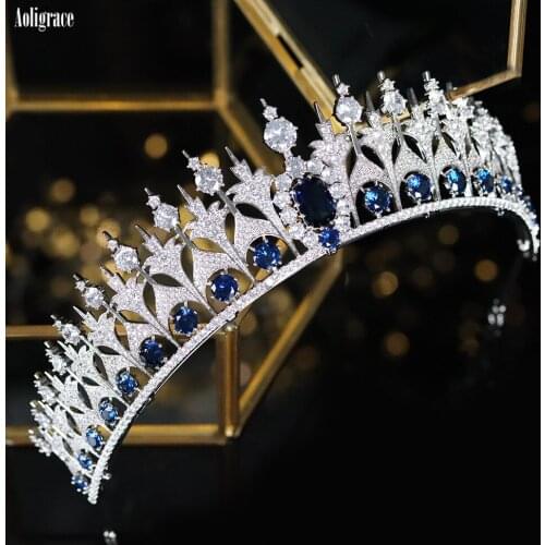 Cubic Zirconia CZ Zircon Luxury European Royal Princess Wedding Pageant Tiaras Crowns Party Headpiece Bridal Hair Accessories