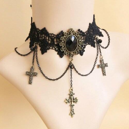 BUDROVKY Cross Necklace Vintage Choker Necklace & Pendant Jesus Necklace for Women Accessories Drop shipping