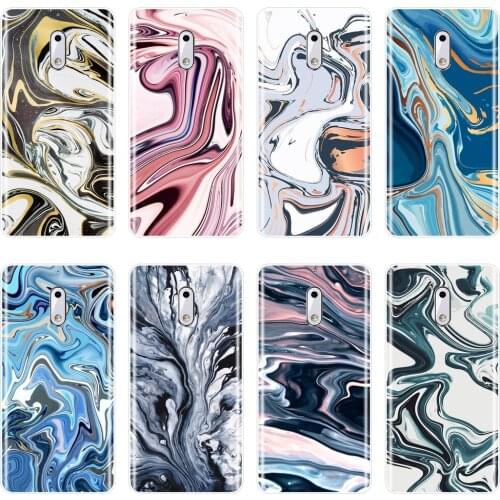 Back Cover For Nokia 7 Plus X6 Pink Blue Marble Stone Art Graffiti Aesthetic Soft Silicone Case For Nokia 8 6 5 3 2 1 Phone Case
