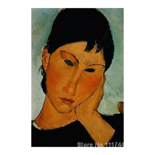 Women painting Detail of Female Head from Elvira Resting at a Table Amedeo Modigliani artwork on canvas High quality Handpainted