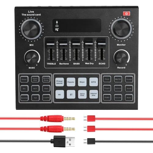 Audio Studio Sound Card V9 For Phone PC Live Broadcast Bluetooth Sound Adapter for Household Computer Safety Parts