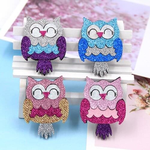 10pcs/lot Creative Glitter Patch Childrens Cartoon Glitter Owl Hair Clothing Accessories DIY Handmade Decoration Appliques