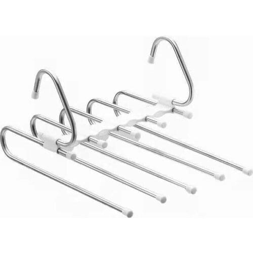 5 in 1 Pant Rack Hanger for Clothes Organizer Multifunction Shelves Closet Storage Organizer StainlessSteel Magic Trouser Hanger