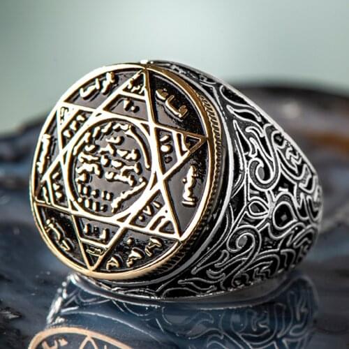 925 Sterling Silver the Seal of Solomon Ring Religious Mens Ring Star of David Ring of Exclusive Accessory Ring for Men