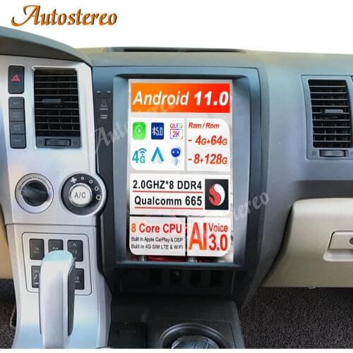 Android 9.0 128 Tesla Radio Style Car Headunit GPS Navigation For Toyota Tundra 2007-2013 Stereo Multimedia Player Tape Recorder